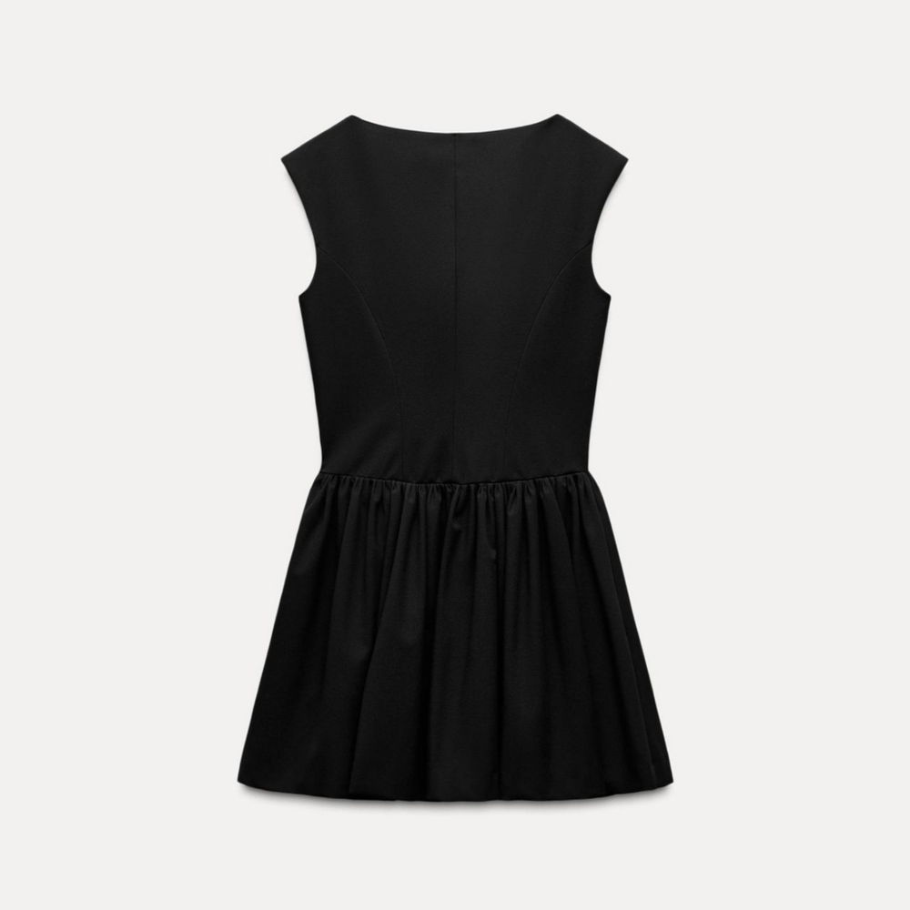Zara Square Neck Pleated Dress Black size S and XXL - Picture 12 of 13